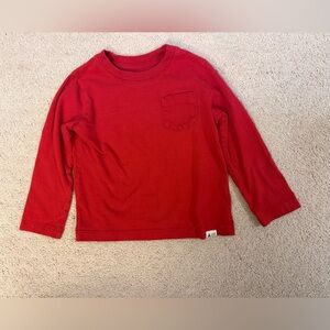 Gap Toddler Red Long Sleeve Pocket Tee 3T Organic Cotton Unisex